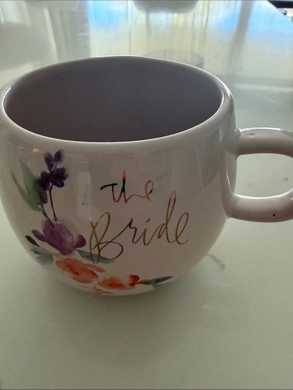 Bride Ceramic Coffee Mug in White with Floral Accent